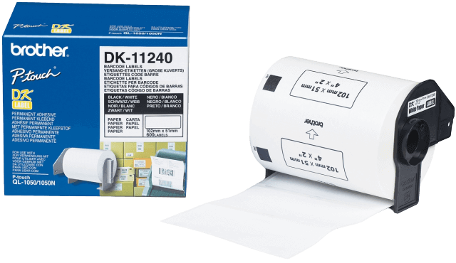 Brother DK11240 51 x 102 mm, 600 stk. Sort tekst / Hvid tape original tape (DK-11240)