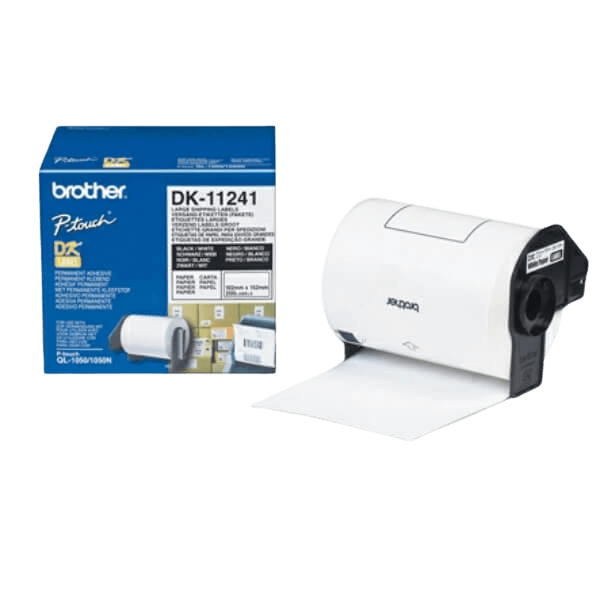 Brother DK11241 102 x 152 mm, 200 stk. Sort tekst / Hvid tape original tape (DK-11241)