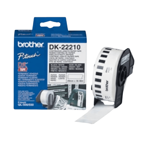 Brother DK22210 29mm x 30,48 Hvid original tape