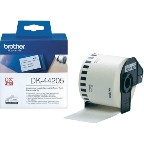 Brother DK44205 62 mm x 30 m Sort tekst / Hvid tape original tape (DK-44205)