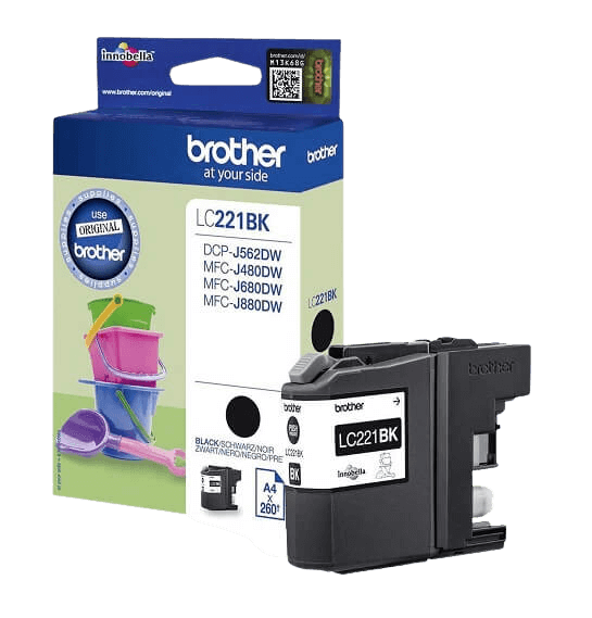 Brother LC221BK sort original blækpatron 260 sider (LC-221BK)