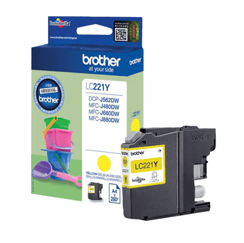 Brother LC221Y gul original blækpatron 260 sider (LC-221Y)