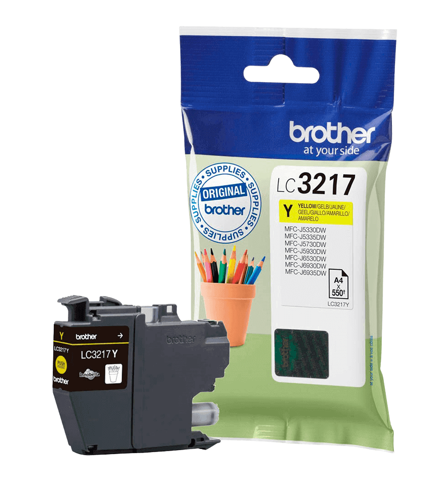 Brother LC3217Y gul original blækpatron 550 sider (LC-3217Y)