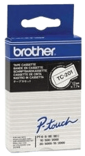 Brother TC201 12 mm x 7,7 m Sort tekst / Hvid tape original tape (TC-201)