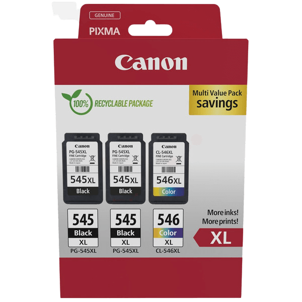 Canon 2 x PG-545XL + CL-546XL CMYK original multipack 2x 15 + 13 ml. (8286B013)