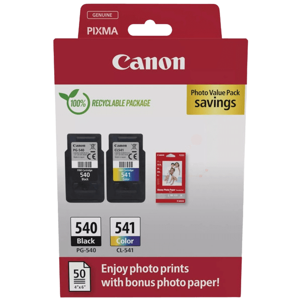 Canon PG-540 + CL-541 + Papir CMYK original multipack 8 + 8 ml. (5225B013)