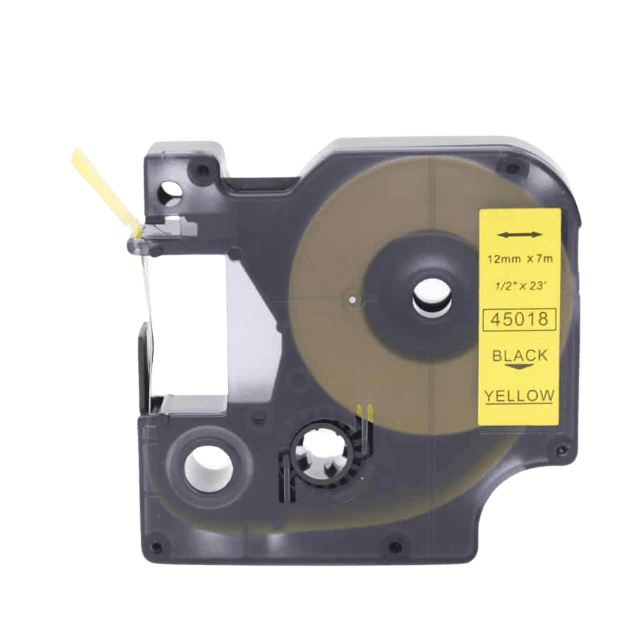 Dymo D1 45018 12 mm x 7 m Sort tekst / Gul tape kompatibel tape (S0720580)