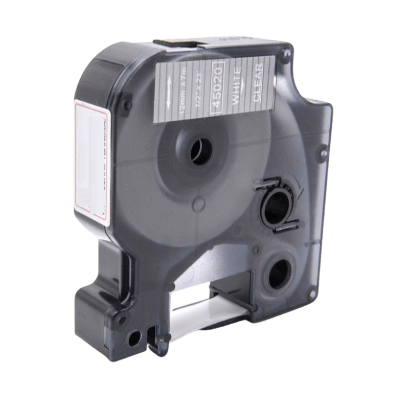 Dymo S0720600 12 mm x 7 m Hvid tekst / Klar tape kompatibel tape (45020)