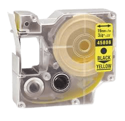 Dymo S0720880 19 mm x 7 m Sort tekst / Gul tape kompatibel tape (45808)