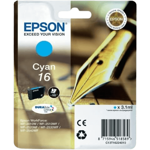 Epson 16 cyan original blækpatron 3,1 ml. (C13T16224012)