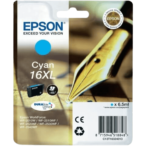 Epson 16 XL cyan original blækpatron 6,5 ml. (C13T16324012)