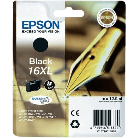 Epson 16 XL sort original blækpatron 12,9 ml. (C13T16314012)