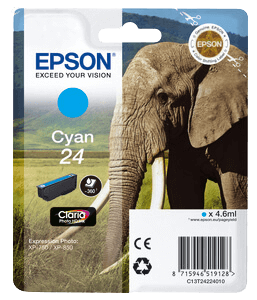 Epson 24 cyan original blækpatron 4,6 ml. (C13T24224012)