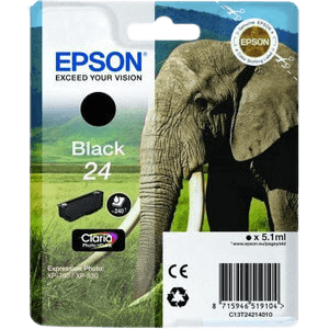 Epson 24 sort original blækpatron 5,1 ml. (C13T24214012)