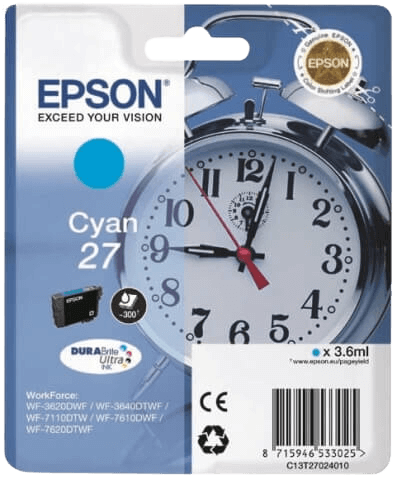 Epson 27 cyan original blækpatron 3.6 ml. (C13T27024012)