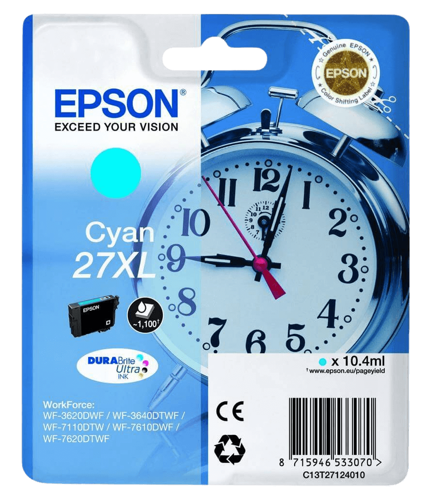 Epson 27 XL cyan original blækpatron 10.4 ml. (C13T27124012)