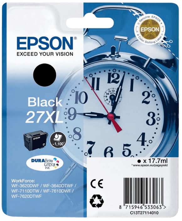 Epson 27 XL sort original blækpatron 17.7 ml. (C13T27114012)