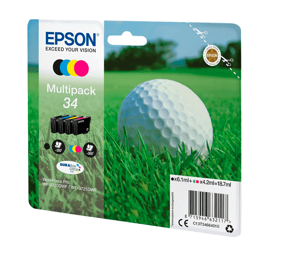 Epson 34 CMYK original multipack 1 x 6,1 + 3 x 4,2 ml. (C13T34664010)