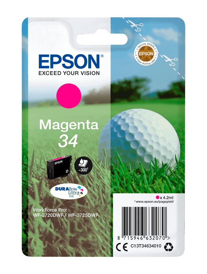 Epson 34 magenta original blækpatron 4,2 ml. (C13T34634010)