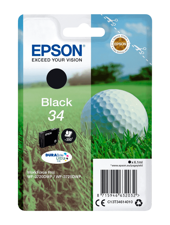 Epson 34 sort original blækpatron 6,1 ml. (C13T34614010)