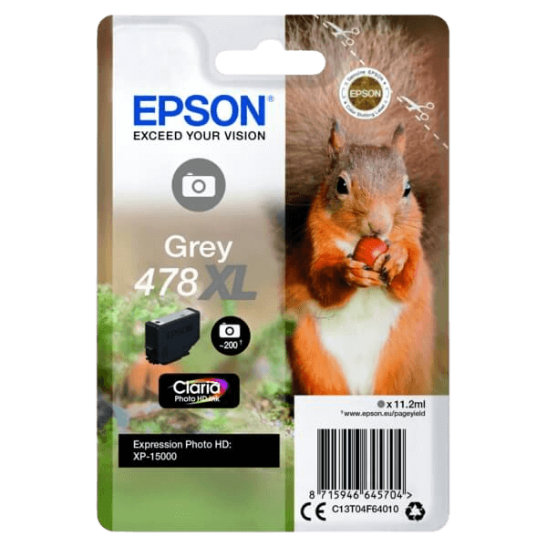 Epson 478 XL grå original blækpatron 11,2 ml. (C13T04F64010)