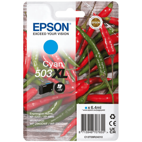 Epson 503XLC cyan original blækpatron 6,4 ml. (C13T09R24010)