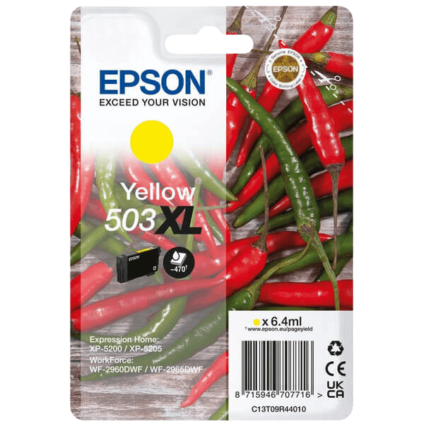 Epson 503XLY gul original blækpatron 6,4 ml. (C13T09R44010)