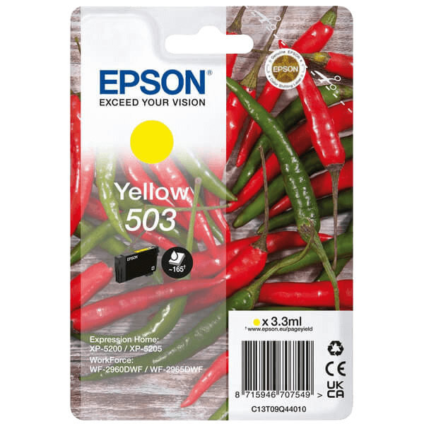 Epson 503Y gul original blækpatron 3,3 ml. (C13T09Q44010)