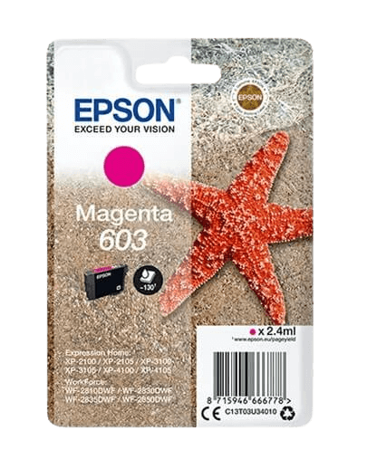 Epson 603 magenta original blækpatron 2,4 ml. (C13T03U34010)