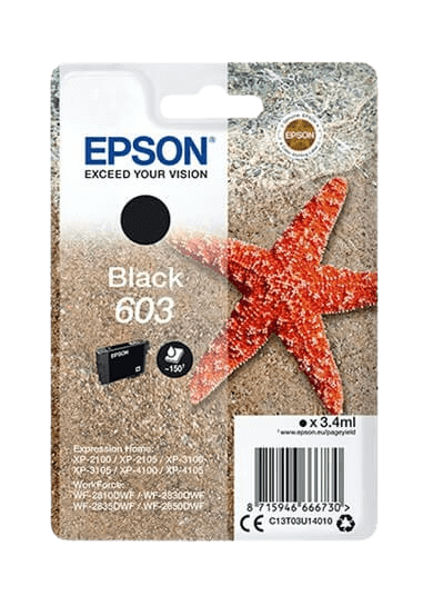 Epson 603 sort original blækpatron 3,4 ml. (C13T03U14010)