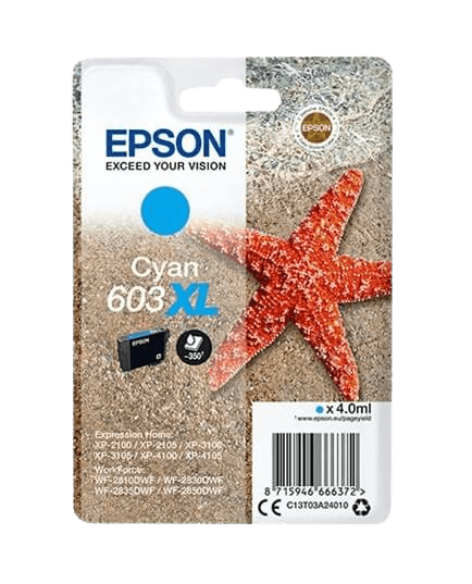 Epson 603XL cyan original blækpatron 4 ml. (C13T03A24010)