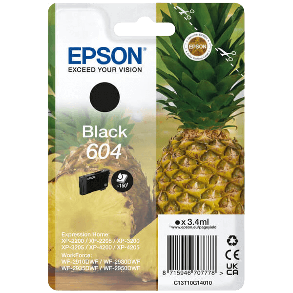 Epson 604 sort original blækpatron 3,4 ml. (C13T10G14010)
