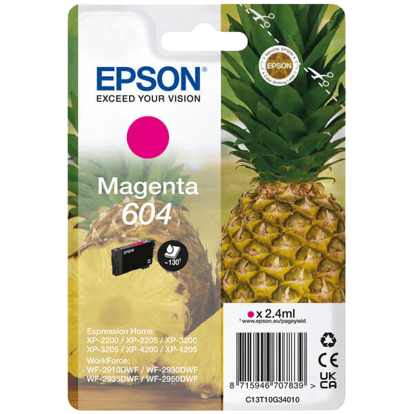 Epson 604 magenta original blækpatron 2,4 ml. (C13T10G34010)