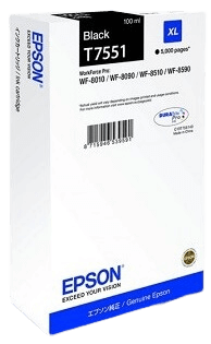 Epson T7551 XL sort original blækpatron 100 ml. (C13T755140)