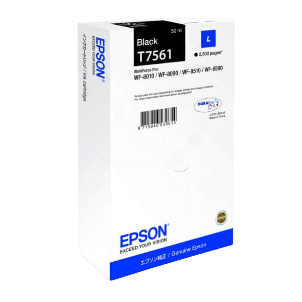 Epson T7561 sort original blækpatron 50 ml. (C13T756140)