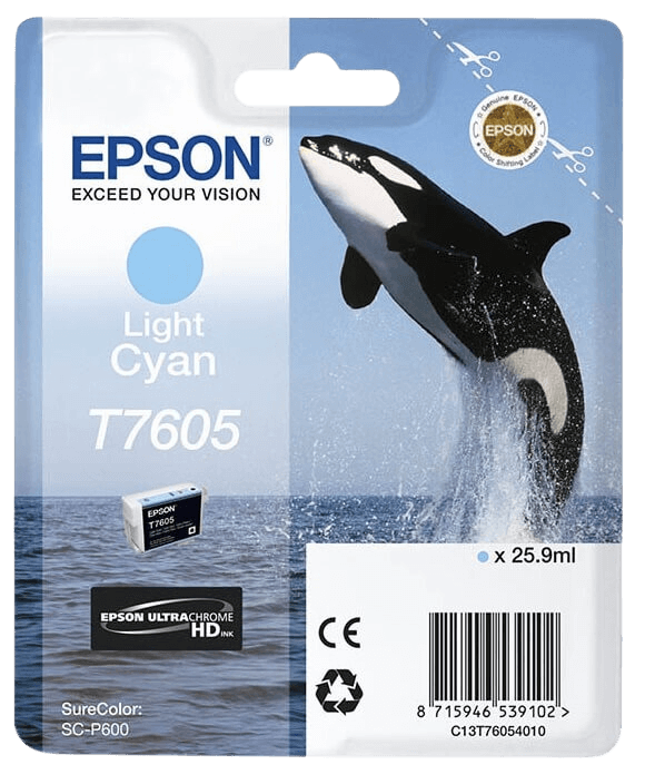 Epson T7605 lys cyan original blækpatron 25,9 ml. (C13T76054010)