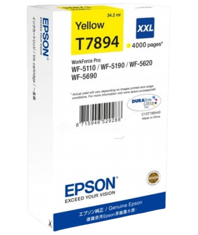 Epson T7894 XXL gul original blækpatron 34,2 ml. (C13T789440)