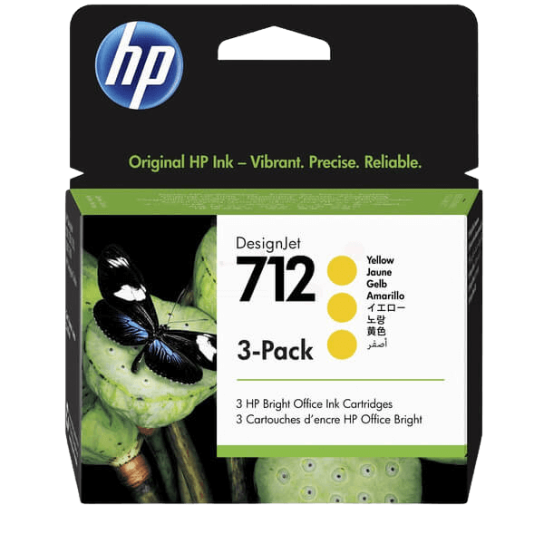 HP 712 Triple pack gul original blækpatron 3 x 29 ml. (3ED79A)