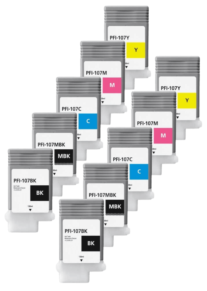 Canon PFI-107 10 stk. rabatpakke blækpatron 1300 ml. - kompatibel